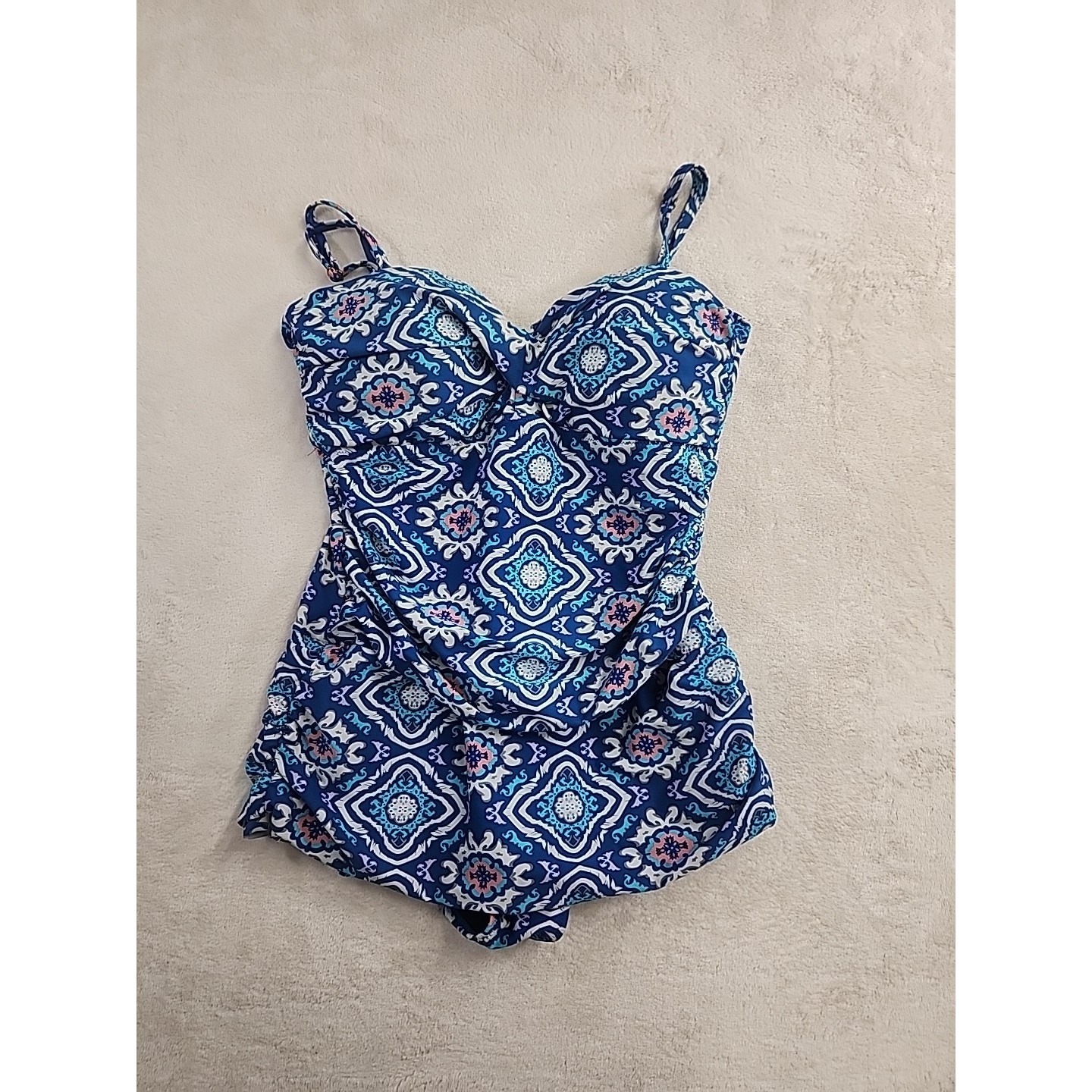 Shore Shapes Swim Dress Blue Swimdress One Piece Size 12 Swimsuit
